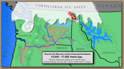 A MAP SHOWING THE EXTENT OF GLACIAL LAKE MISSOULA DURING THE LAST ICE AGE IN NORTHWESTERN MONTANA AND NORTHERN IDAHO