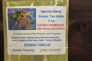 ESSIAC TEA HERBS 2 OZ EXTRA STRENGTH WITH 25% SHEEP SORREL ROOTS IN GOLD MYLAR FOIL POUCH