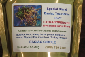 ESSIAC TEA HERBS 16 OZ EXTRA STRENGTH WITH 25% SHEEP SORREL ROOTS IN GOLD MYLAR FOIL POUCH