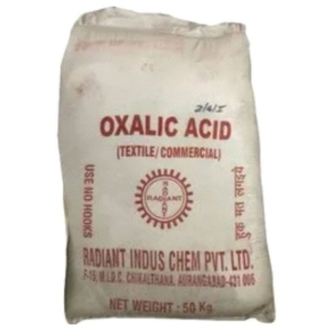 50 KILOGRAM WHITE BAG WITH RED LETTERS STATING "OXALIC ACID", COMMERCIAL/ TEXTILE