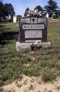 RENE M. CAISSE’S GRAVE STONE SHOWS HER MARRIED NAME MCGAUGHY AND HER MAIDEN NAME RENE M. CAISSE, DISCOVERER OF ESSIAC, 1888 -- 1978
